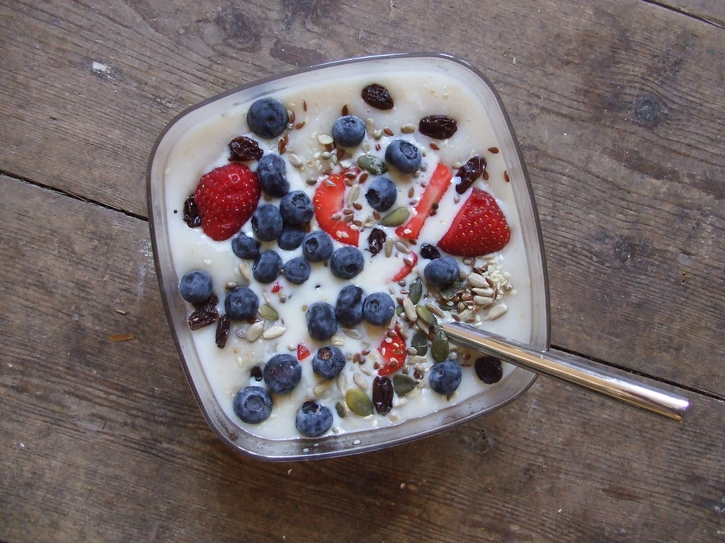 Breakfast bowl with berries and seeds